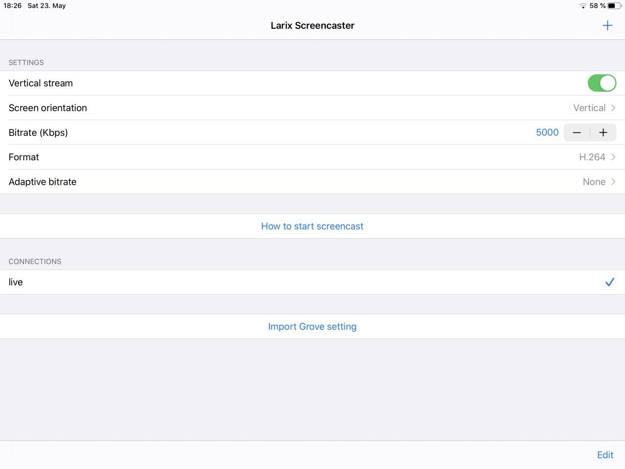Larix Screencaster settings 1